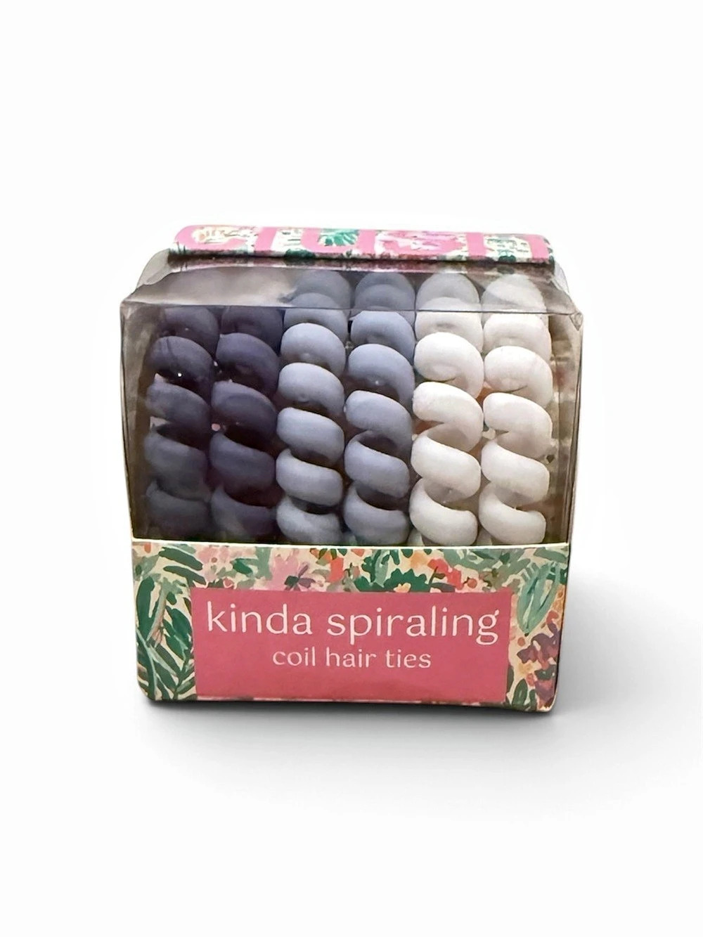 Crush kinda spiraling coil hair ties in shades of blue and white